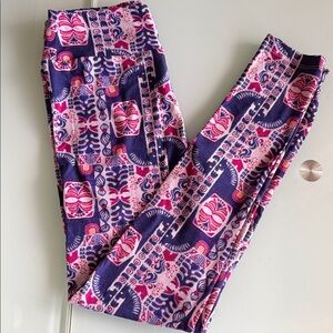 Pink and Purple Lularoe os Leggings